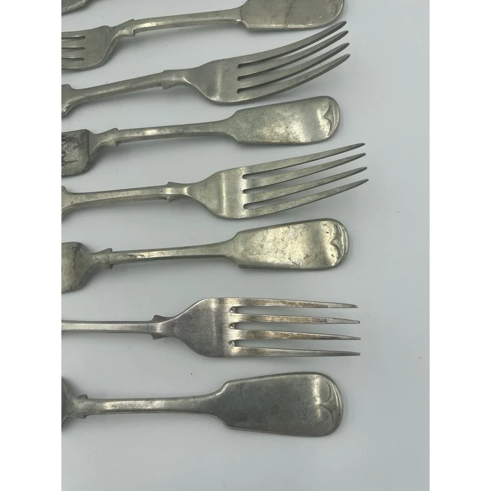 Vtg Silvera Nevada Silver Fiddle Tipped Pattern Lot of‎ 13  Silverplate Forks